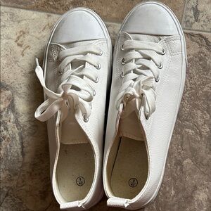 Women's White Lace-Up Sneakers